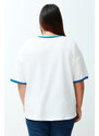 Trendyol Curve Ecru Unisex Oversize Comfortable 100% Cotton Couple Knitted T-Shirt