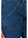 Trendyol Curve Dark Blue Curl Detail Straight Fit Jeans