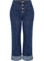 Trendyol Curve Dark Blue Curl Detail Straight Fit Jeans