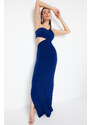 Trendyol Saxe Blue Window/Cut Out Detailed Long Evening Evening Dress