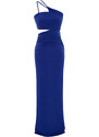 Trendyol Saxe Blue Window/Cut Out Detailed Long Evening Evening Dress