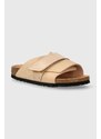 Kožené pantofle Birkenstock Kyoto dámské, béžová barva, 1026560