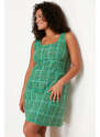 Trendyol Curve Green Tweed Woven Plus Size Dress