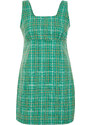 Trendyol Curve Green Tweed Woven Plus Size Dress