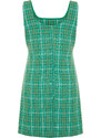 Trendyol Curve Green Tweed Woven Plus Size Dress