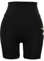 Trendyol Black Recovery Tulle Pocket and Reflector Print Detailed Knitted Sports Shorts Leggings