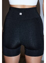 Trendyol Black Recovery Tulle Pocket and Reflector Print Detailed Knitted Sports Shorts Leggings