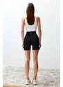 Trendyol Black Recovery Tulle Pocket and Reflector Print Detailed Knitted Sports Shorts Leggings