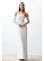 Trendyol Bridal White Body-fitting Woven Lined Wedding/Wedding Long Evening Evening Dress