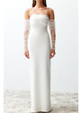 Trendyol Bridal White Body-fitting Woven Lined Wedding/Wedding Long Evening Evening Dress