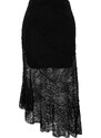 Trendyol Black Asymmetrical Midi Lined Knitted Lace Skirt