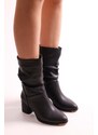 Shoeberry Women's Nollie Black Heels & Ankle Boots, Black Skin.