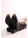 Shoeberry Women's Nollie Black Heels & Ankle Boots, Black Skin.