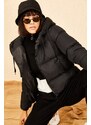 Bianco Lucci Women's Black Hooded Puffer Coat