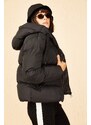 Bianco Lucci Women's Black Hooded Puffer Coat