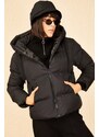 Bianco Lucci Women's Black Hooded Puffer Coat