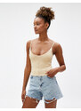 Koton Crop Undershirt Slim Strap U Neck Ribbed