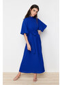 Trendyol Saxe Blue Belted Half Sleeve Woven Dress