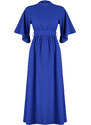 Trendyol Saxe Blue Belted Half Sleeve Woven Dress