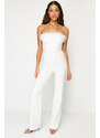 Trendyol Bridal White Wide Leg Woven Fitted Jumpsuit