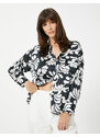 Koton Floral Satin Shirt with Pocket Details