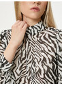 Koton Chiffon Blouse Leopard Patterned High Neck Balloon Sleeves