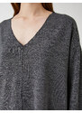 Koton V-Neck Sweatshirt with Bat Sleeves