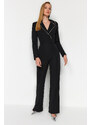 Trendyol Black Window/Cut Out Shiny Stone Jumpsuit