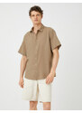 Koton Summer Shirt with Short Sleeves, Classic Collar Buttoned Cotton