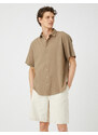 Koton Summer Shirt with Short Sleeves, Classic Collar Buttoned Cotton