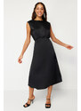 Trendyol Black Satin Woven Elegant Evening Dress