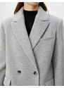 Koton Double Breasted Coat Buttoned Pocket Detailed