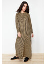 Trendyol Beige Shoulder Button Detailed Knitted Dress