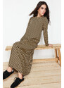 Trendyol Beige Shoulder Button Detailed Knitted Dress