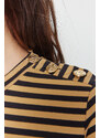 Trendyol Beige Shoulder Button Detailed Knitted Dress