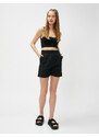 Koton Shorts With Tie Waist Pocket Detailed Relaxed Cut.