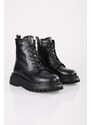 Shoeberry Women's Joop Black Laced Thick Sole Boots
