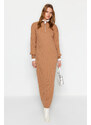 Trendyol Camel Neck Zippered Rib Knitwear Dress