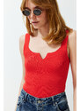 Trendyol Pomegranate Blossom Crop Basic Top Knitwear Blouse