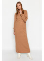 Trendyol Camel Neck Zippered Rib Knitwear Dress