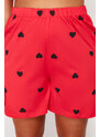 Trendyol Curve Red Heart Pattern Knitted Pajamas Set