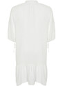 Trendyol Curve White V-Neck Flounce Hem Beach Dress