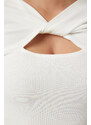 Happiness İstanbul Women's White Cut Out Detailed Ribbed Knitted Blouse