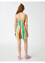 Koton Multicolored Striped V-Neck Straps Shorts Rompers