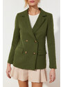 Trendyol Dark Khaki Regular Lined Double Breasted Closure Woven Blazer Jacket