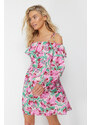 Trendyol Floral Pattern Mini Woven Ruffled Beach Dress