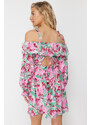 Trendyol Floral Pattern Mini Woven Ruffled Beach Dress