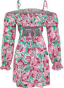 Trendyol Floral Pattern Mini Woven Ruffled Beach Dress