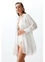 Trendyol Ethnic Patterned Midi Woven Striped Accessory 100% Cotton Beach Dress