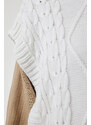 Happiness İstanbul Women's Ecru Tie Detailed Oversize Knitwear Sweater